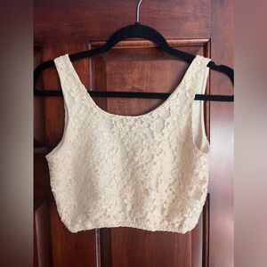 Forever 21 Cream Lace Crop Tank